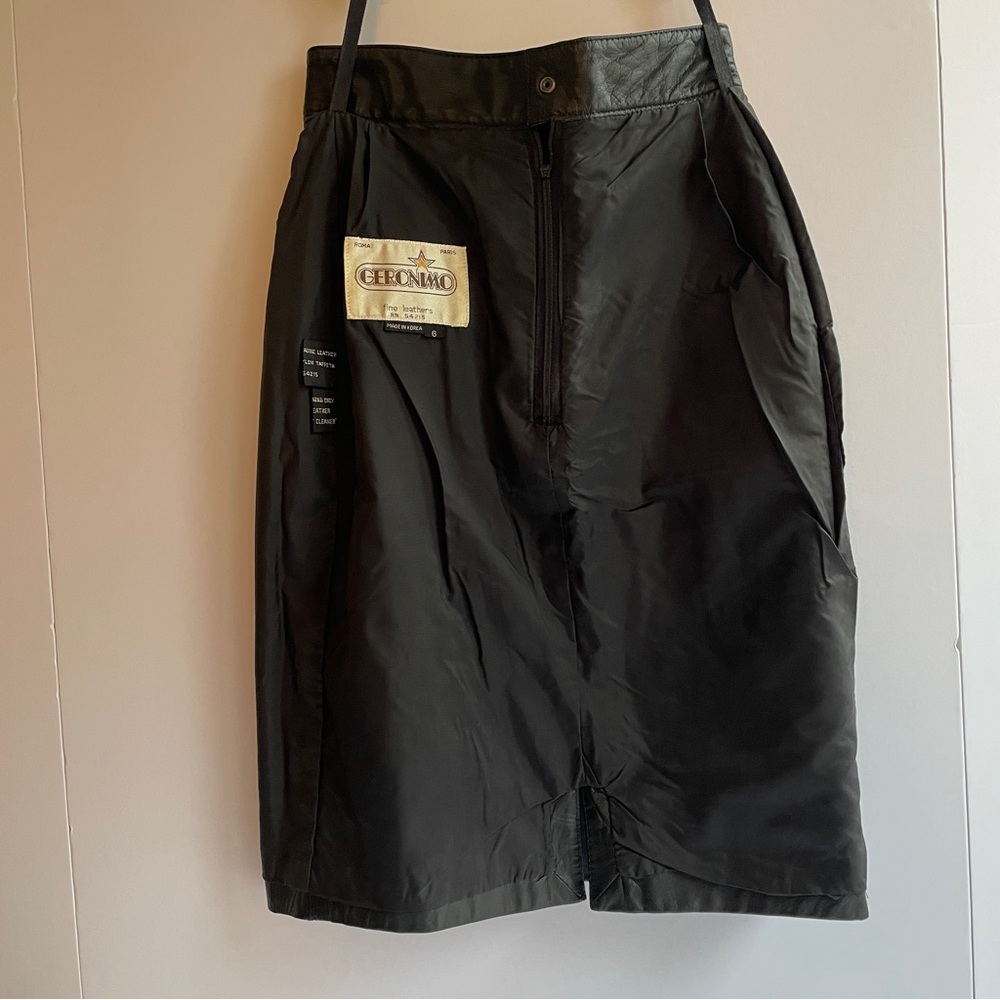 90s GERONIMO Leather Pencil Skirt 23” Waist XXS ✨ Quiet Luxury Holy Grail  - Picture 10 of 13